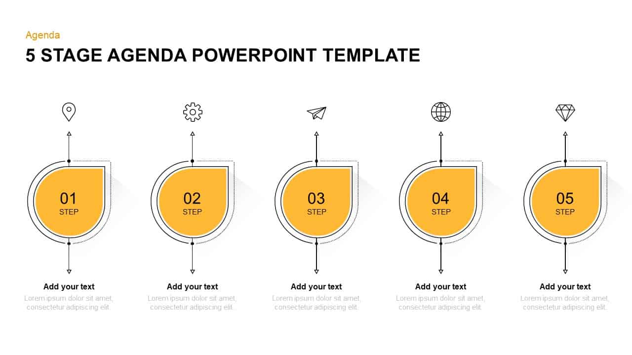 5 steps agenda PowerPoint template