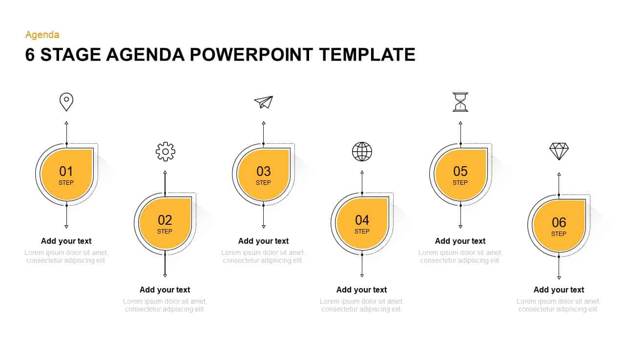 6 steps agenda PowerPoint template