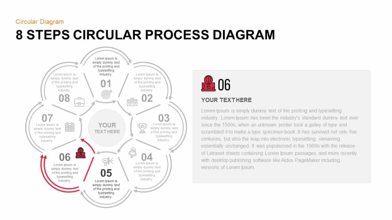 8 Step Circular Process Diagram PowerPoint Template Step 6