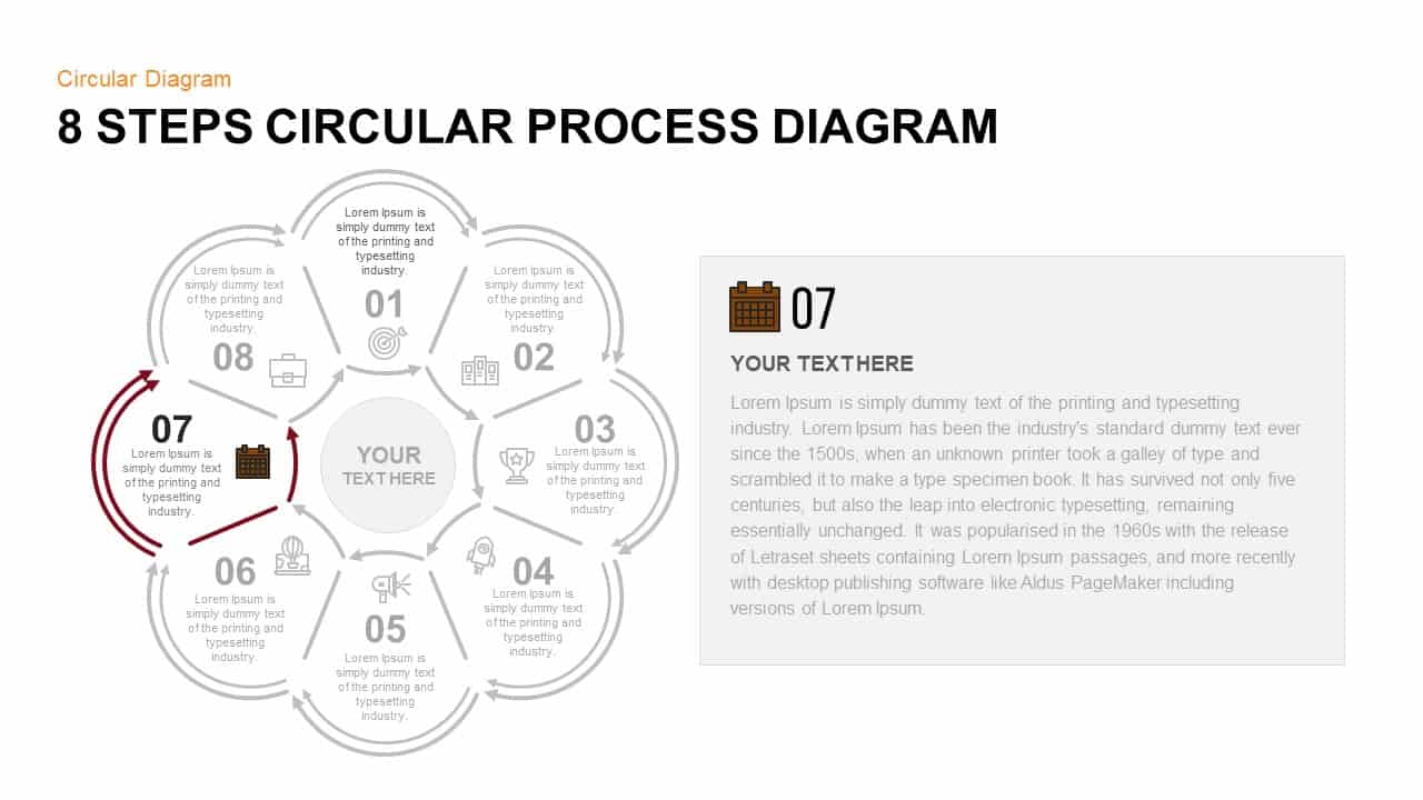 8 Step Circular Process Diagram PowerPoint Template Step 7