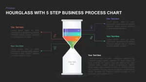 Hourglass with 4 Step Business Process Chart PowerPoint Template