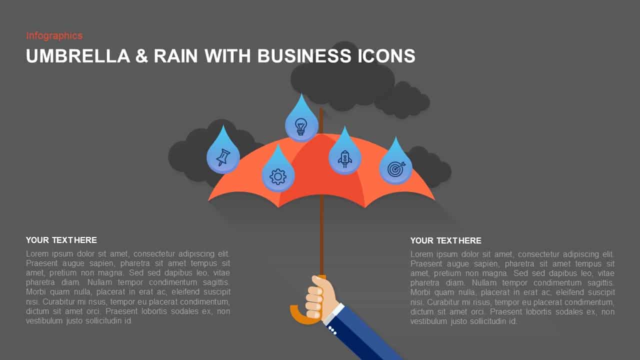 Umbrella Template for PowerPoint with Raindrops