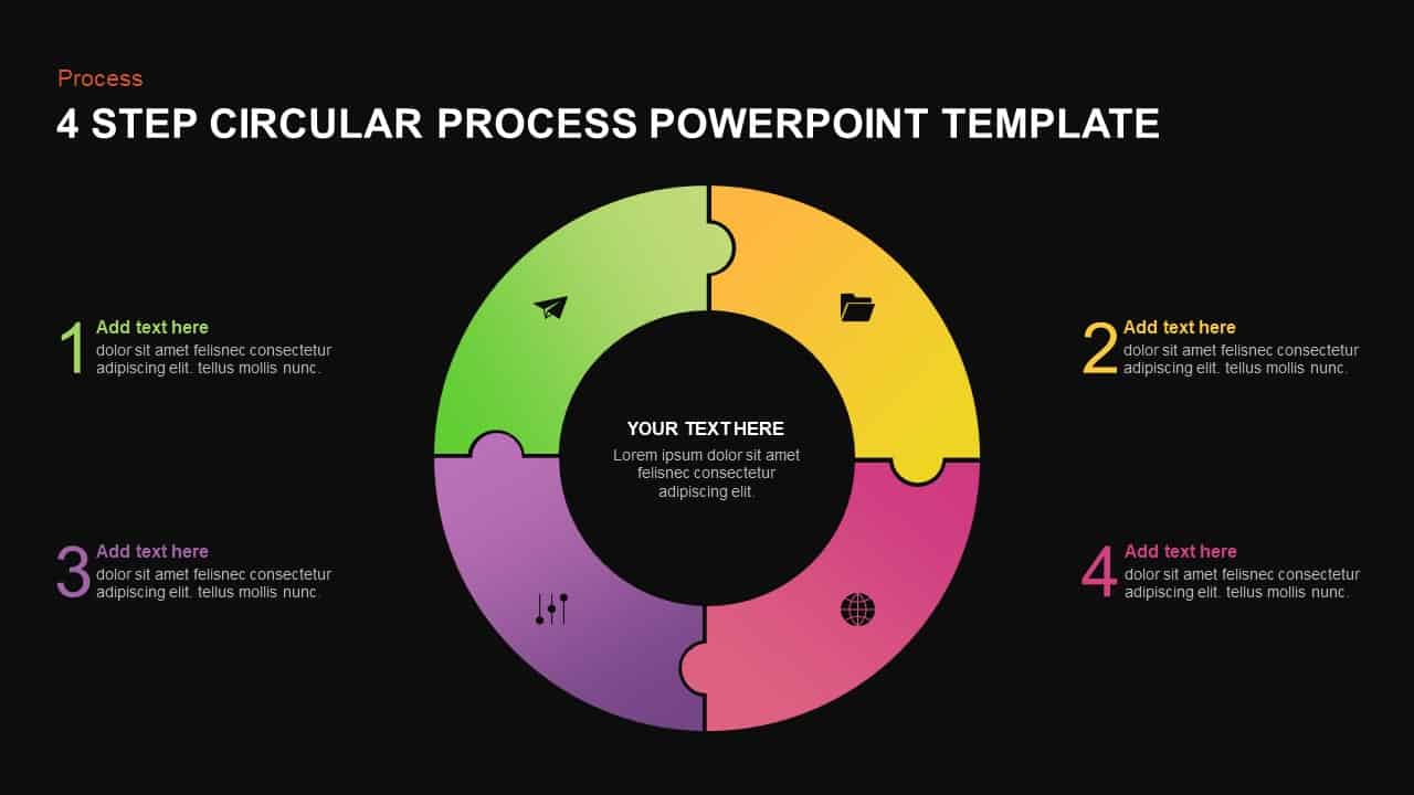 4 step circular process template for PowerPoint