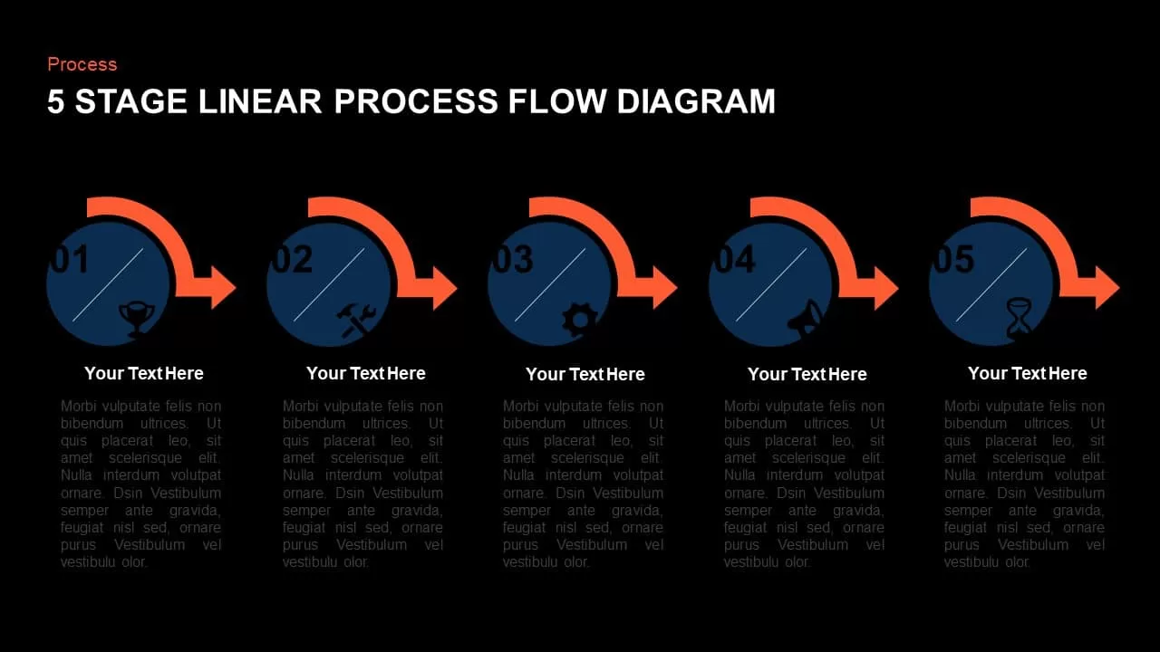 5 Stage Linear Process Flow Diagram Template