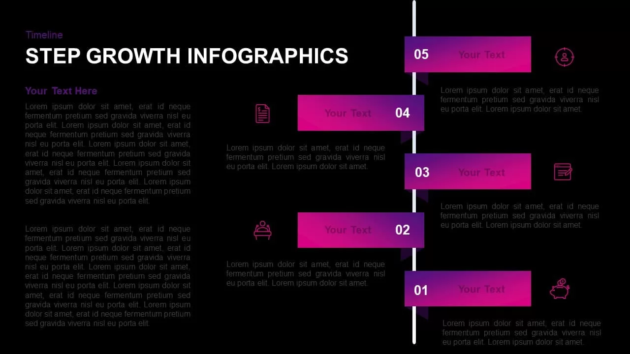 5 Step Infographic Growth PowerPoint Template