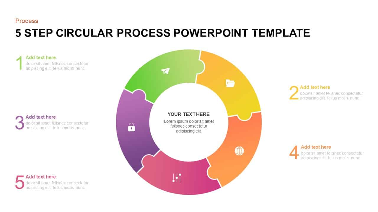 5 step circular process PowerPoint template