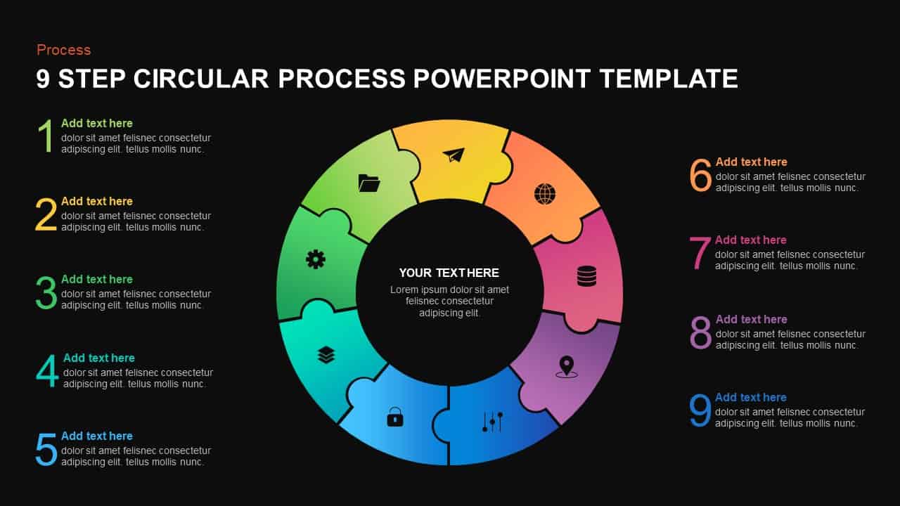 9 step circular process template for PowerPoint