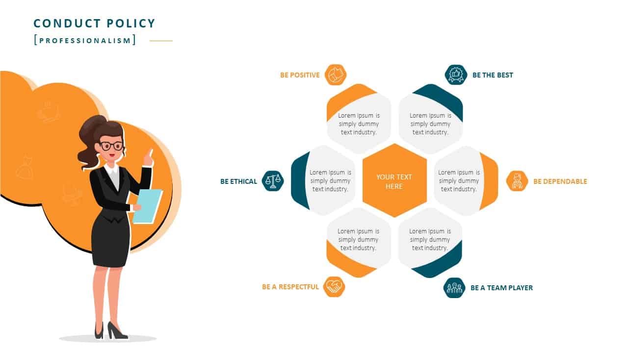 Employee Handbook PowerPoint Template Slide 8 Conduct Policy Professionalism