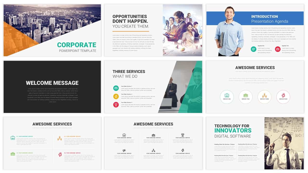 Corporate templates for PowerPoint presentation