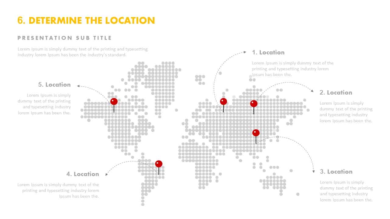 World Map Determine Location Template for PowerPoint