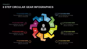 8 Step Circular Gear Diagram PowerPoint Template