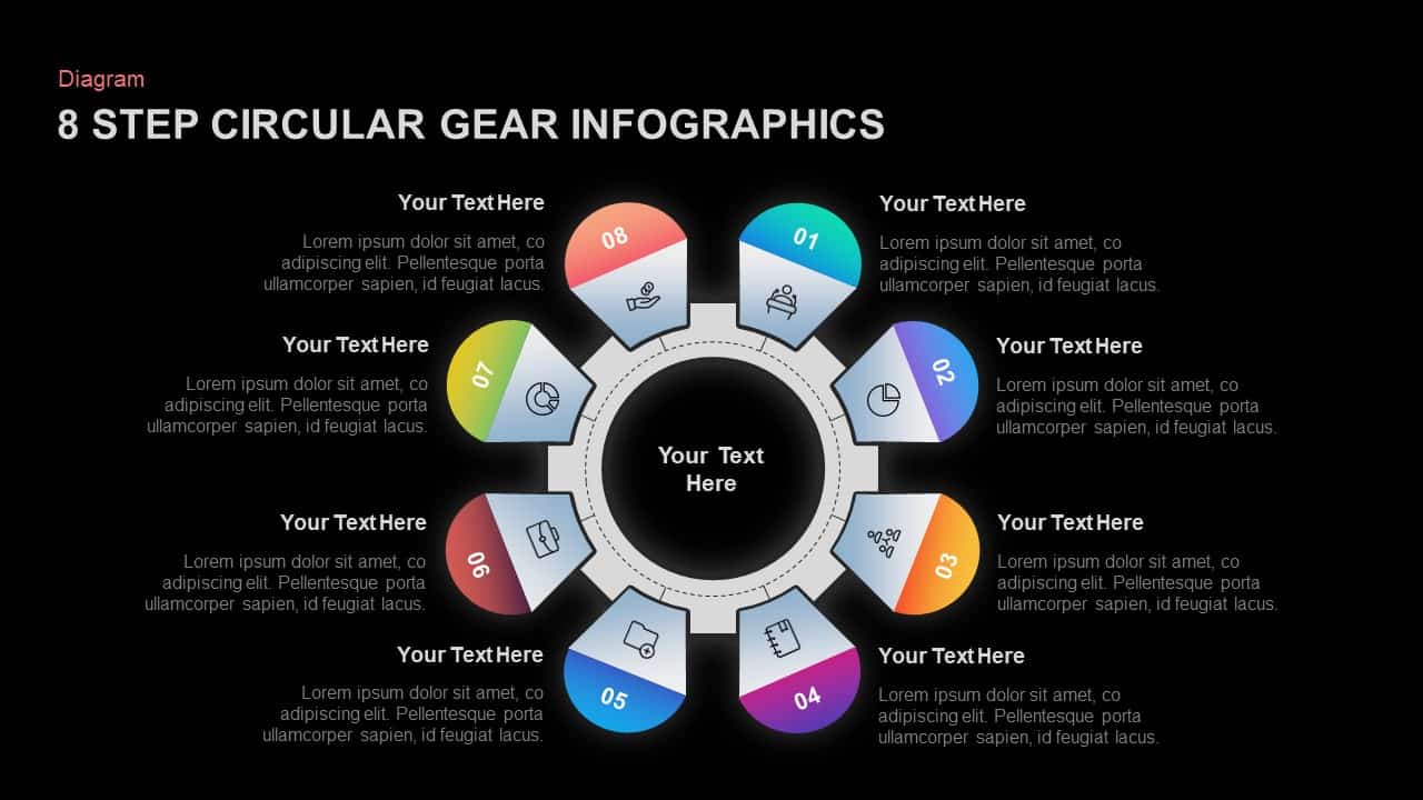 8 Step Circular Gear Ppt Template