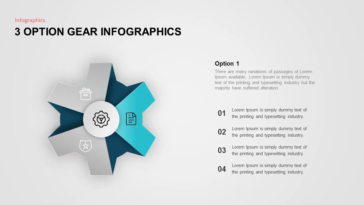 3 option gear Ppt template