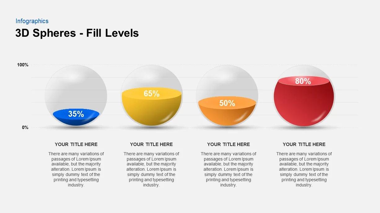 3D Spheres Fill Levels Diagrams PowerPoint Template Designs