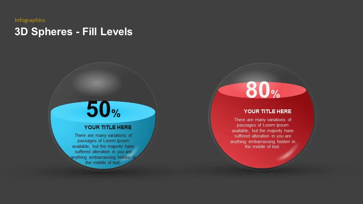 3d Spheres Fill Level Diagram for PowerPoint