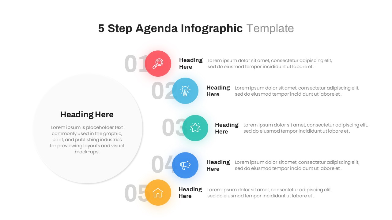 5 Steps Agenda Infographic PowerPoint Template