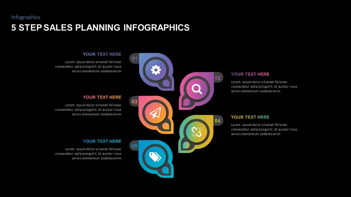 5 Step Sales Planning PowerPoint Template