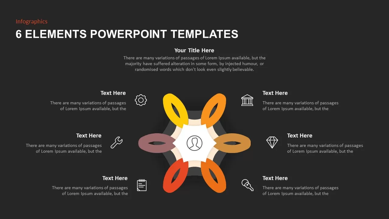 Flower Diagram Design with 6 Elements for PowerPoint