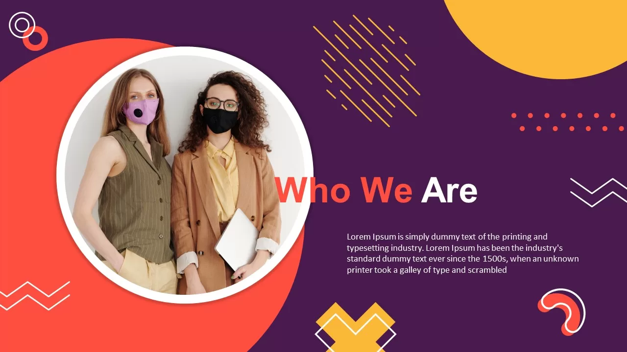 Business Slides Carnival PowerPoint Template To Explain Who We Are