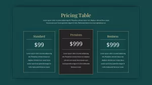 pricing table