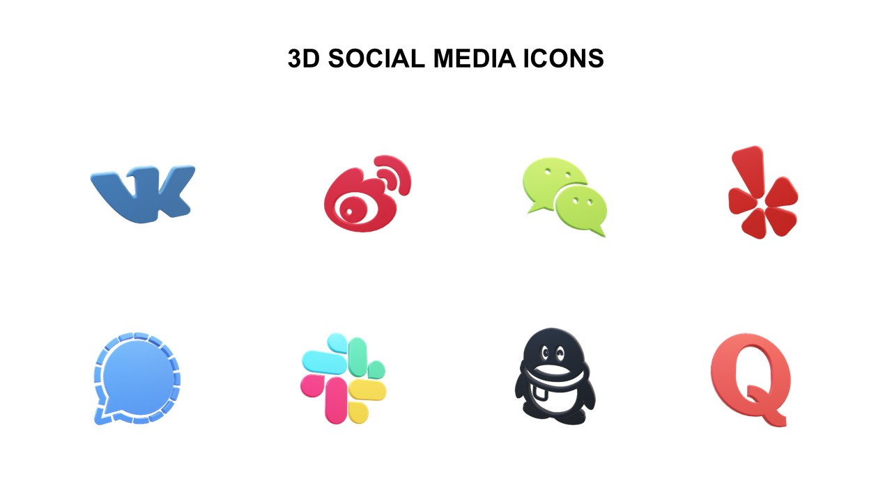 3D Social Media Icons Free PowerPoint Template