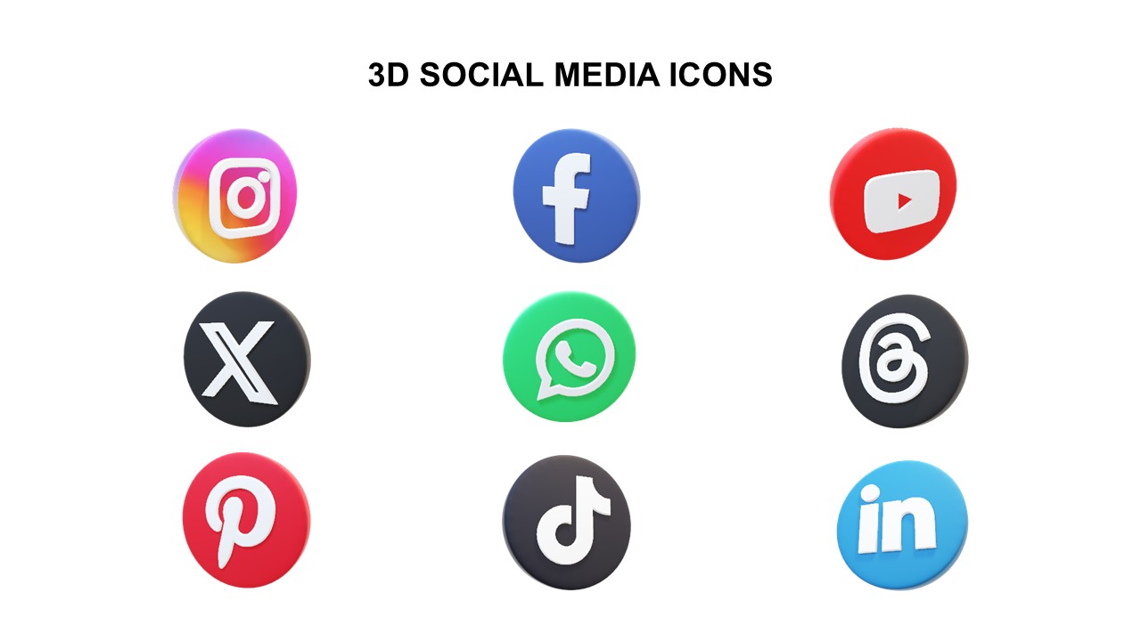 Free 3D Social Media Icons Colorful PowerPoint Template