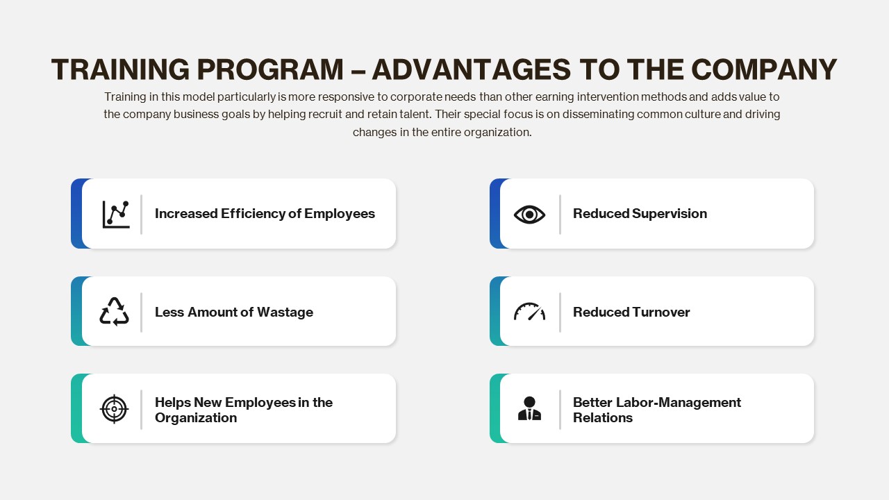 Employee Training Deck PowerPoint Template company advantages