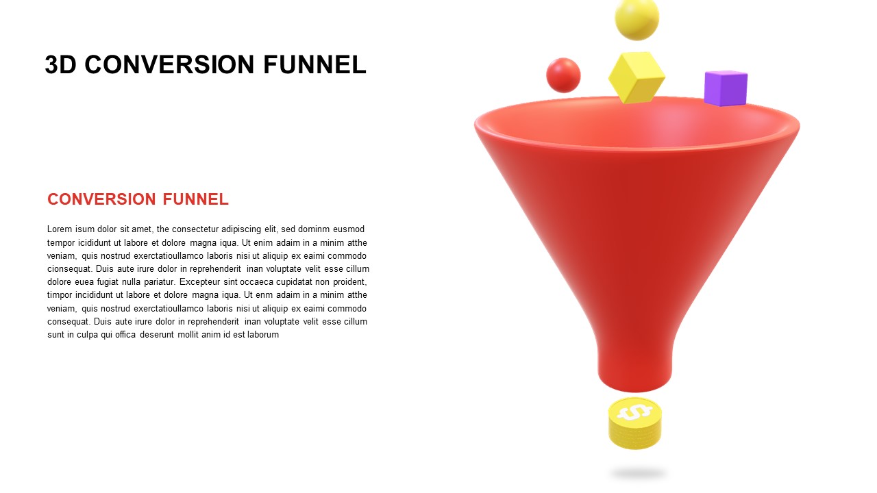 3d conversion funnel PowerPoint template