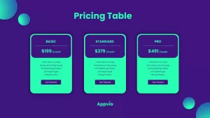 pricing table