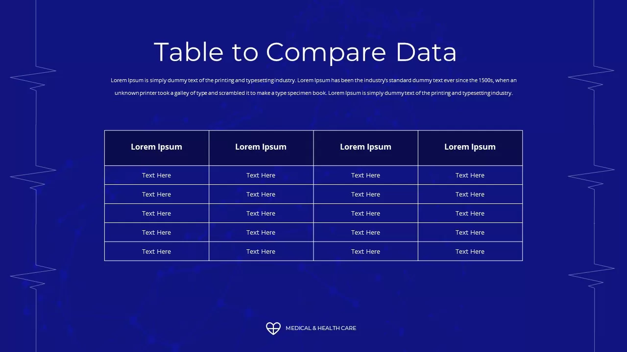 table to compare data