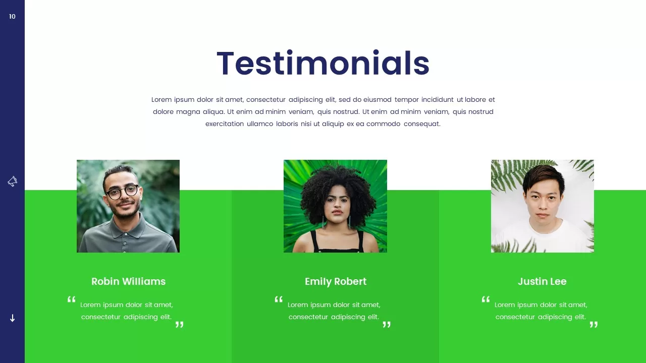 testimonials slide for free marketing agency deck