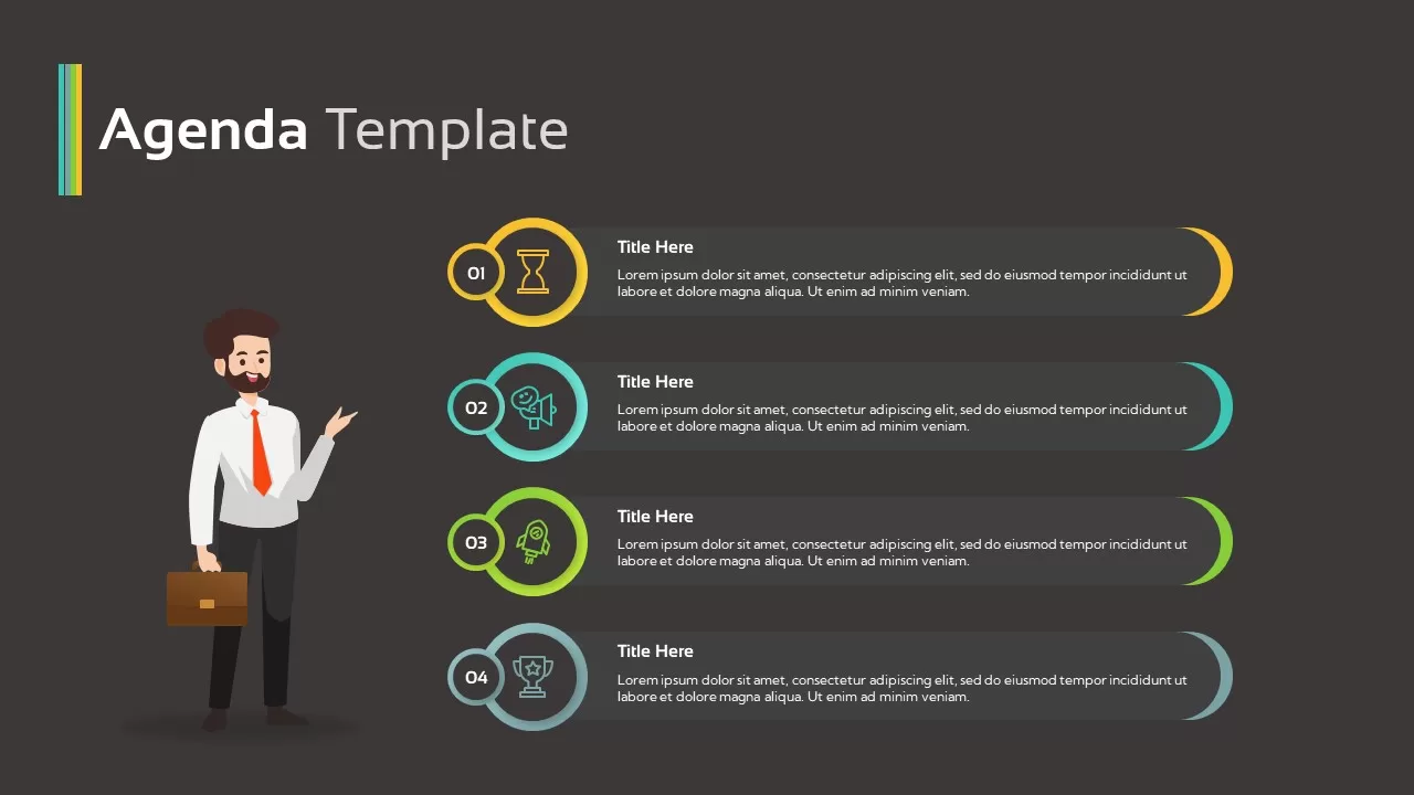 Agenda Infographics PowerPoint Template Dark