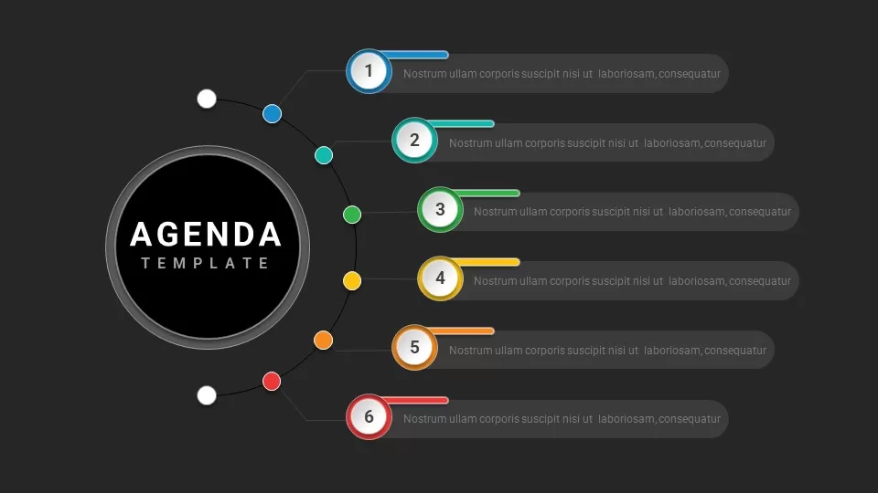 6 Stage Agenda Template Dark