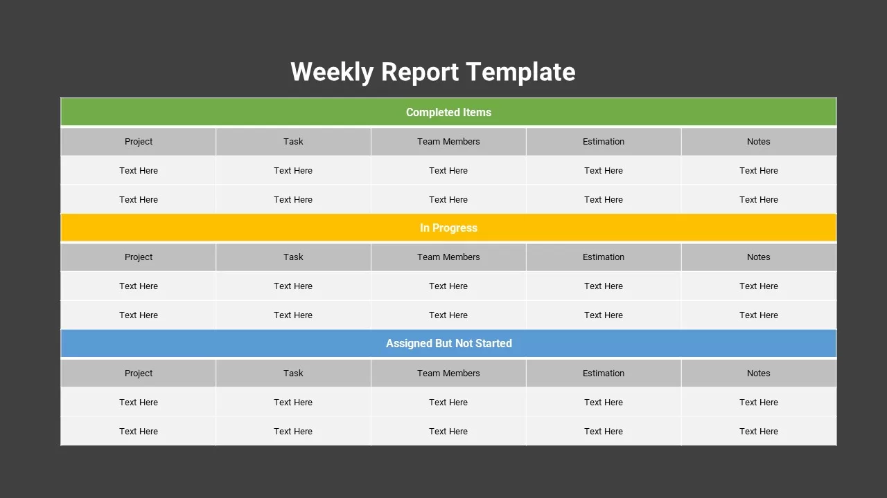 simple weekly status report template ppt