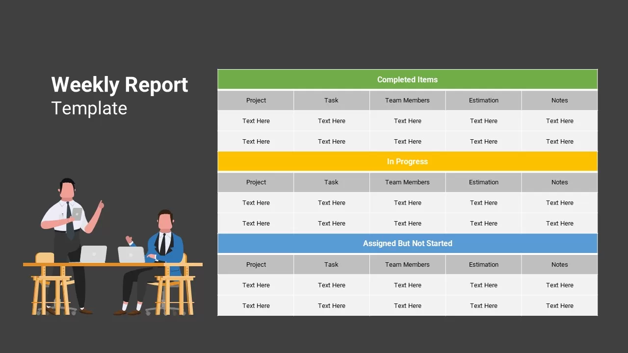 weekly status report template ppt