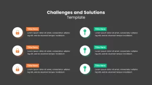 Challenges and Solutions PowerPoint Template Dark