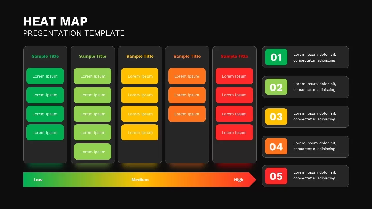 Heat Map Template for PowerPoint Dark