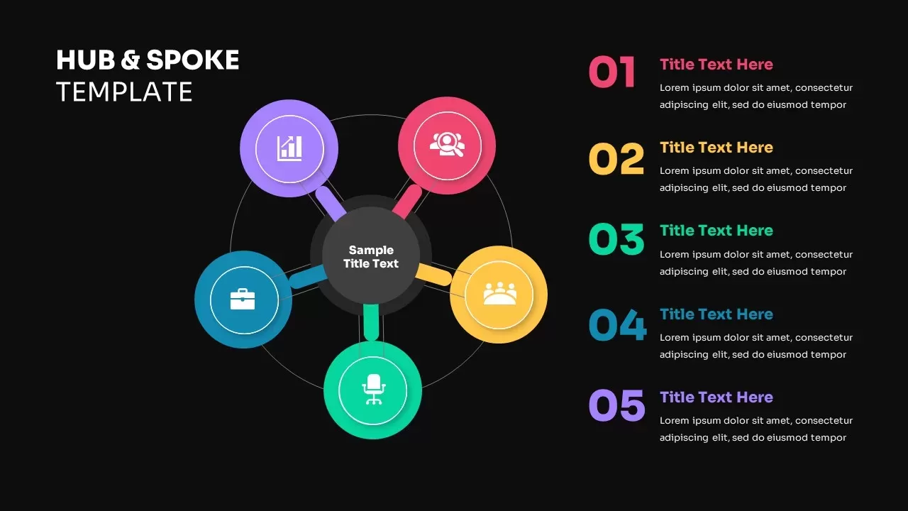 Hub And Spoke Template for PowerPoint Dark