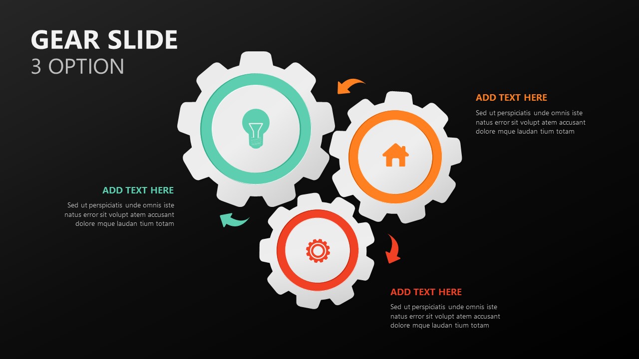 3 Option Gear Slides For PowerPoint