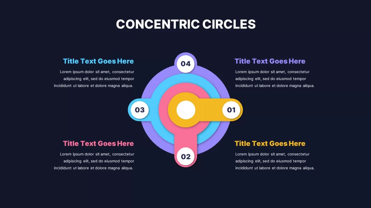 4 Layer Concentric Circles Infographics Dark