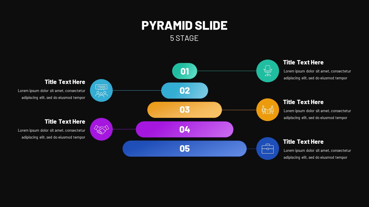 5 Stage Pyramid Slide Template Dark