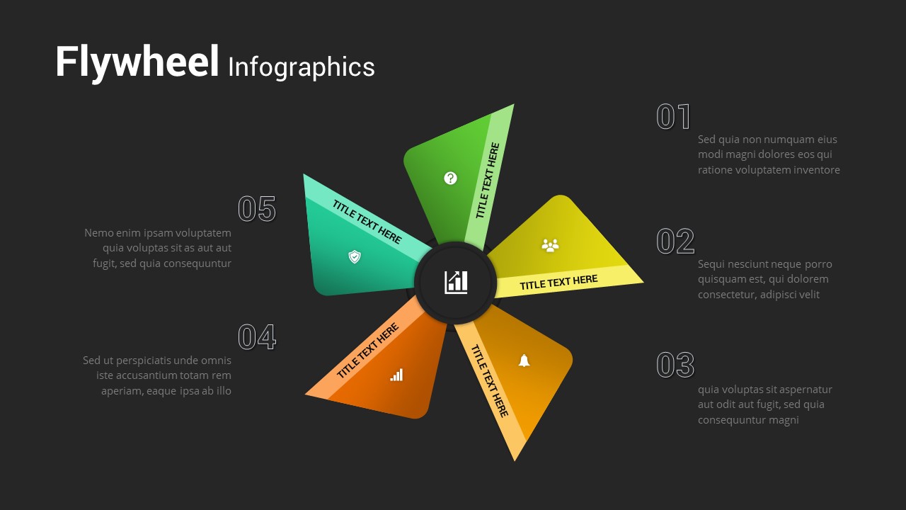 5 Step Flywheel Infographics Dark