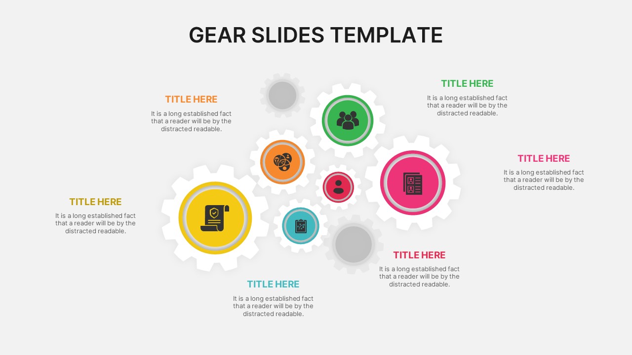 6 Option Gear Slide For PowerPoint