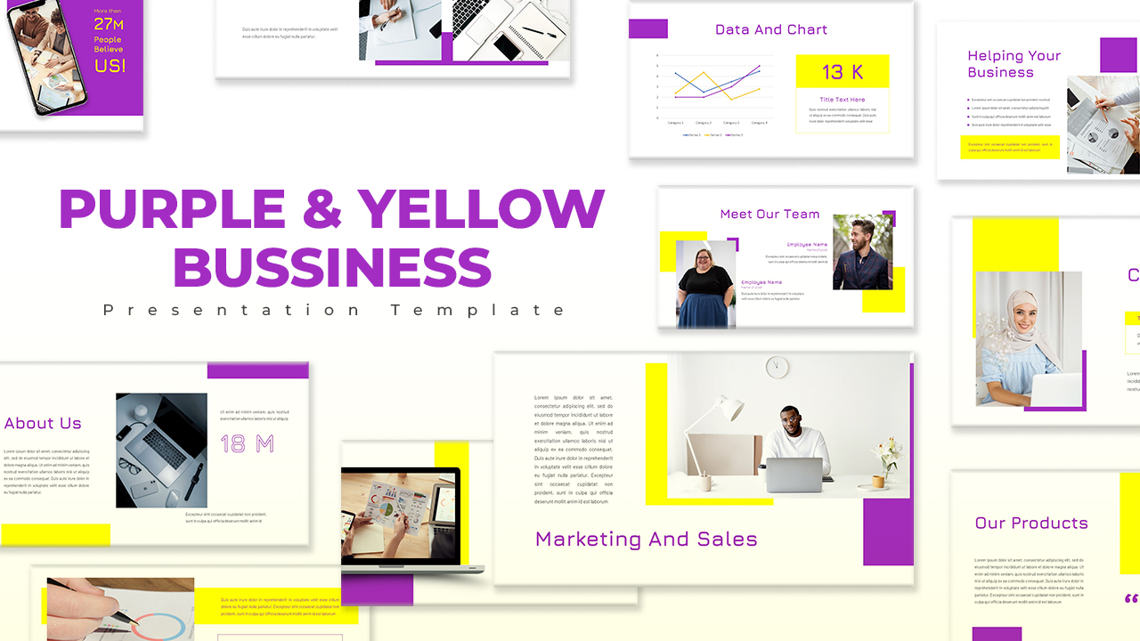 Free Purple and Yellow Business Presentation Template featured image