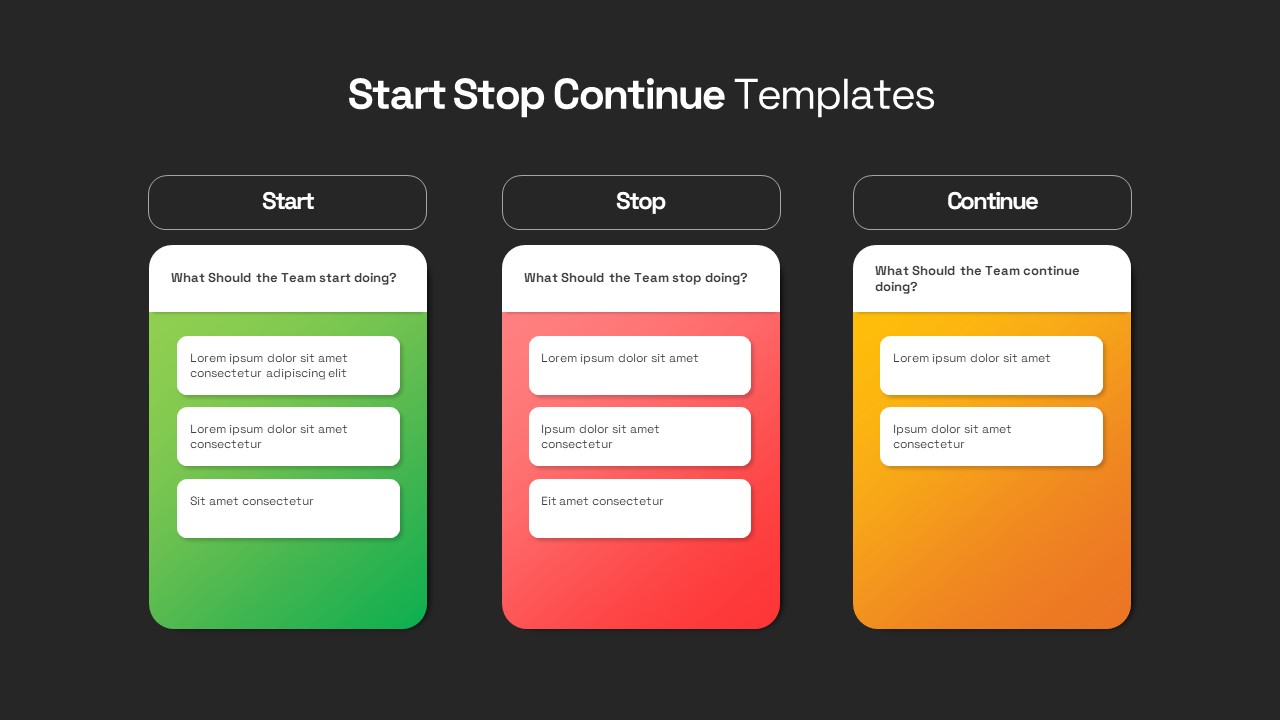 start stop continue templates