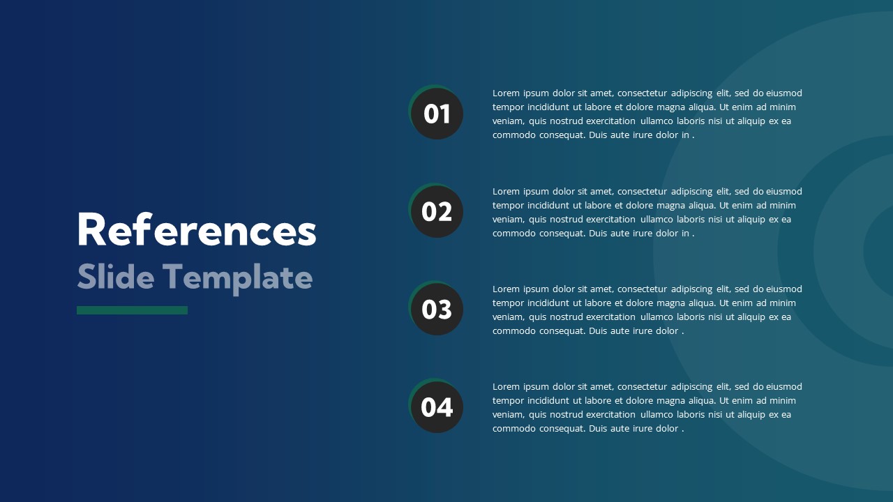 References Slide PowerPoint Template Dark