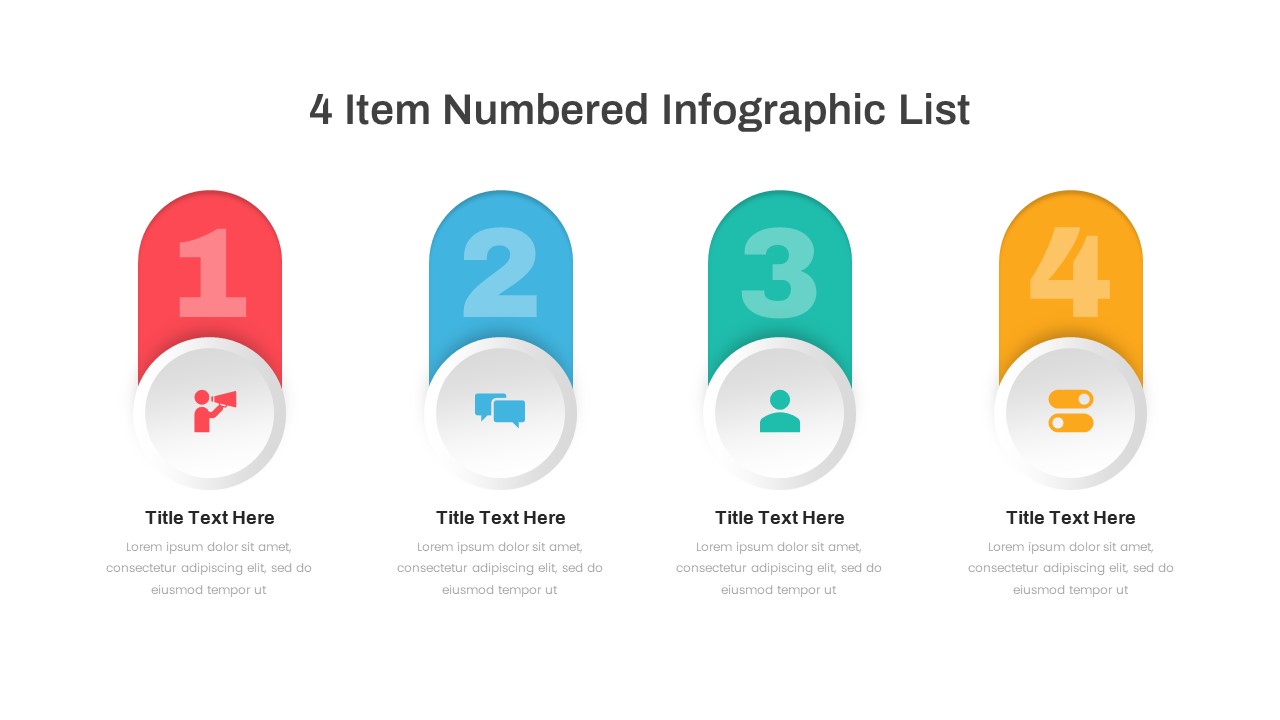 4 Item Numbered Infographic List Template PowerPoint