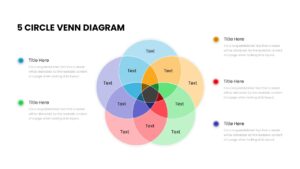 5 Circle Venn Diagram PowerPoint Presentation slide for PowerPoint: Visually highlight intersections between five elements, ideal for comparative analysis and relationships.