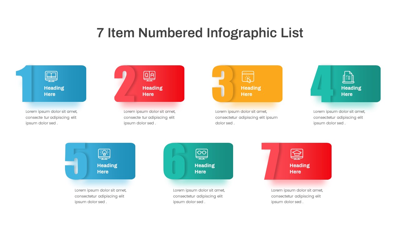 7 Item Numbered Infographic List Template PowerPoint