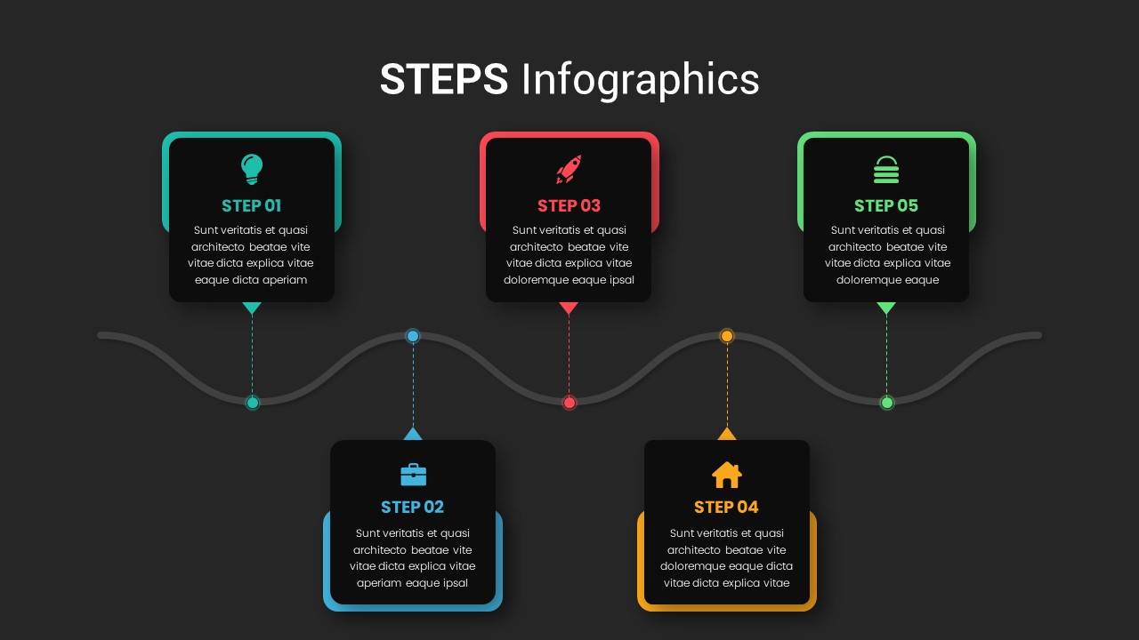 Five-Steps-Infographics-Presentation-Template-Dark